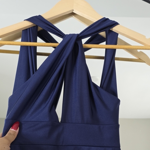 NWT Michael Costello x Revolve Nico Halter Midi Cocktail Dress in Navy, Size XS - Picture 4 of 11